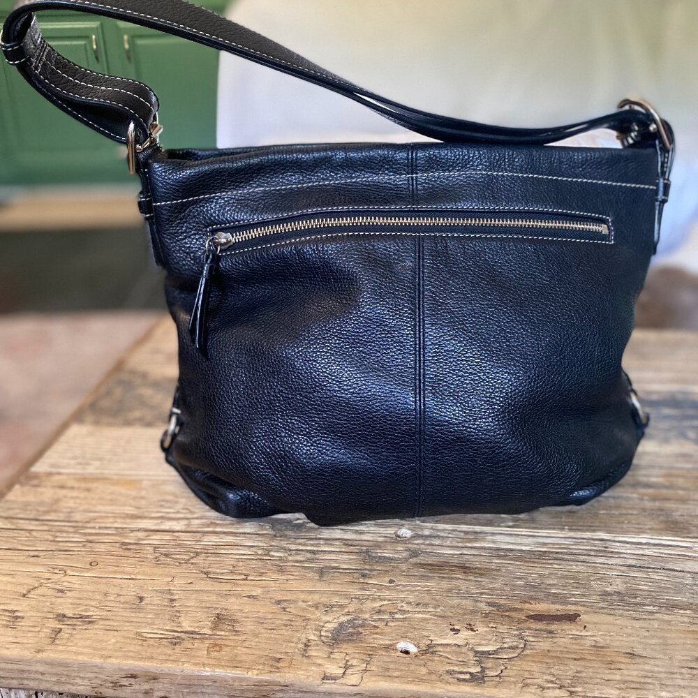 Coach black pebble leather shoulder bag